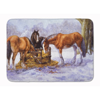 "Caroline's Treasures Horses eating Hay in the Snow Floor Mat, 19"" x 27"", Multicolor"