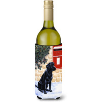 "Caroline's Treasures Black Labrador by The Mail Box Wine Bottle Koozie Hugger, 750ml, Multicolor"