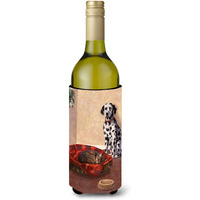 "Caroline's Treasures Dalmatian Somebody Is in My Bed Wine Bottle Koozie Hugger, 750ml, Multicolor"