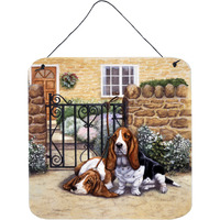"Caroline's Treasures Basset Hound at the gate Wall or Door Hanging Prints BDBA0312DS66, 6HX6W, Multicolor"