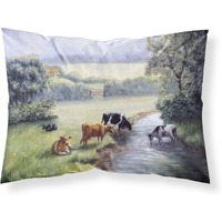"Caroline's Treasures Cows Drinking at the Creek Bank Fabric Standard Pillowcase BDBA0350PILLOWCASE, Multicolor"