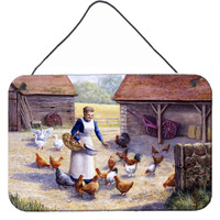 "Caroline's Treasures Chicken Hen Feeding Time Wall or Door Hanging Prints BDBA0352DS812, 8HX12W"