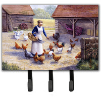 "Caroline's Treasures Chicken Hen Feeding Time Leash or Key Holder BDBA0352TH68, Triple, Multicolor"