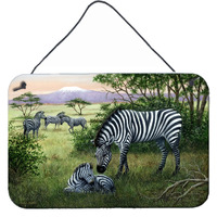 "Caroline's Treasures Zebras in the Field with Baby Wall or Door Hanging Prints BDBA0385DS812, 8HX12W, Multicolor"
