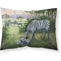 "Caroline's Treasures Zebras in the Field with Baby Fabric Standard Pillowcase BDBA0385PILLOWCASE, Multicolor"
