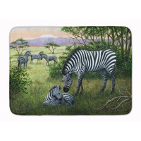 "Caroline's Treasures Zebras in the Field with Baby Floor Mat, 19"" x 27"", Multicolor"