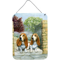 "Caroline's Treasures Basset Hounds in the Gate Wall or Door Hanging Prints BDBA0390DS1216, 16HX12W, Multicolor"