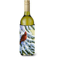 "Caroline's Treasures BDBA0415LITERK ""Red Cardinal by Daphne Baxter"" Wine Bottle Beverage Insulator Hugger, 750ml, Multicolor"