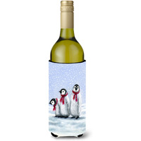 "Caroline's Treasures BDBA0419LITERK ""Penguins by Daphne Baxter"" Wine Bottle Beverage Insulator Hugger, 750ml, Multicolor"