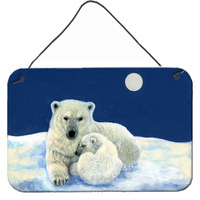 "Caroline's Treasures Polar Bears Moonlight Snuggle Wall or Door Hanging Prints BDBA0429DS812, 8HX12W"