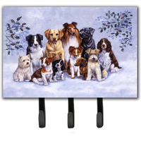 "Caroline's Treasures BDBA316ATH68 Winter Dogs Leash or Key Holder, Large, Multicolor"