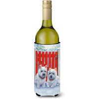 "Caroline's Treasures Red Gate Westies Wine Bottle Koozie Hugger, 750ml, Multicolor"
