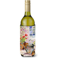 "Caroline's Treasures Watering Can Flowers Wine Bottle Koozie Hugger, 750ml, Multicolor"