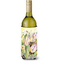 "Caroline's Treasures Tulips and Narcissus Wine Bottle Koozie Hugger, 750ml, Multicolor"