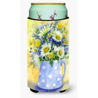 "Caroline's Treasures Blue and Yellow Flowers by Maureen Benfield Tall Boy Koozie Hugger, Multicolor"