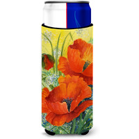 "Caroline's Treasures Poppies by Maureen Benfield Michelob Ultra Koozies for Slim Cans, Multicolor"