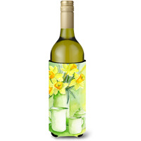 "Caroline's Treasures Yellow Daffodils by Maureen Benfield Wine Bottle Koozie Hugger, 750ml, Multicolor"