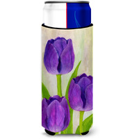"Caroline's Treasures Purple Tulips by Maureen Benfield Michelob Ultra Koozies for Slim Cans, Multicolor"