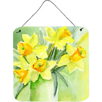 "Caroline's Treasures Daffodils by Maureen Bonfield Wall or Door Hanging Prints BMBO970ADS66, 6HX6W, Multicolor"