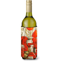 "Caroline's Treasures Red Wine Bottles and Glasses Koozie Hugger, 750ml, Multicolor"