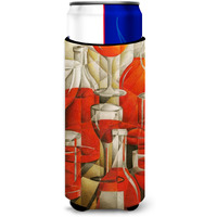 "Caroline's Treasures Red Wine Bottles and Glasses Michelob Ultra Koozies for Slim Cans, Multicolor"