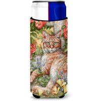 "Caroline's Treasures CDCO0027MUK ""Tabby In The Roses by Debbie Cook"" Ultra Beverage Insulators for Slim Cans, Multicolor"