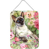 "Caroline's Treasures Siamese cat in the Roses Wall or Door Hanging Prints CDCO0033DS1216, 16HX12W, Multicolor"