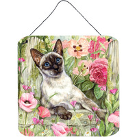 "Caroline's Treasures Siamese cat in the Roses Wall or Door Hanging Prints CDCO0033DS66, 6HX6W, Multicolor"