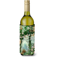 "Caroline's Treasures Cats In Garden by Debbie Cook Wine Bottle Koozie Hugger, 750ml, Multicolor"