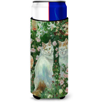 "Caroline's Treasures Cats In Garden by Debbie Cook Michelob Ultra Koozies for Slim Cans, Multicolor"