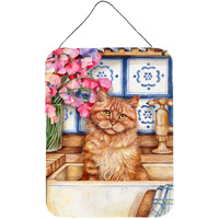 "Caroline's Treasures Cat In Sink by Debbie Cook Wall or Door Hanging Prints CDCO0195DS1216, 16HX12W, Multicolor"