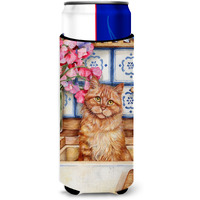 "Caroline's Treasures Cat In Sink by Debbie Cook Michelob Ultra Koozies for Slim Cans, Multicolor"