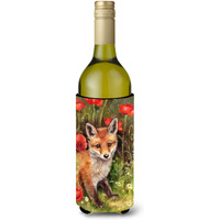 "Caroline's Treasures CDCO0226LITERK ""Fox Cub by Debbie Cook"" Wine Bottle Beverage Insulator Hugger, 750ml, Multicolor"