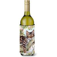 "Caroline's Treasures Sleepy Cat by Debbie Cook Wine Bottle Koozie Hugger, 750ml, Multicolor"