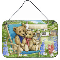 "Caroline's Treasures Springtime Teddy Bears in Flowers Wall or Door Hanging Prints CDCO0306DS812, 8HX12W"