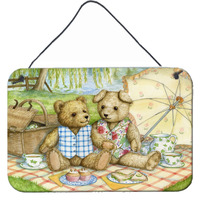 "Caroline's Treasures Summertime Teddy Bears Picnic Wall or Door Hanging Prints CDCO0308DS812, 8HX12W, Multicolor"