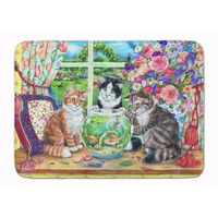 "Caroline's Treasures Cats Just Looking in the fish bowl Floor Mat, 19"" x 27"", Multicolor"