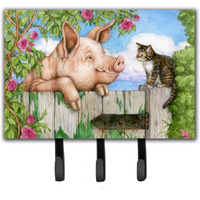 "Caroline's Treasures Pig at the Gate with the Cat Leash or Key Holder CDCO0349TH68, Triple, Multicolor"