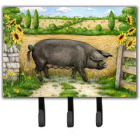 "Caroline's Treasures Black Pig with Sunflowers Leash or Key Holder CDCO0373TH68, Triple"
