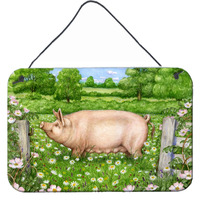 "Caroline's Treasures Pig In Dasies by Debbie Cook Wall or Door Hanging Prints CDCO0374DS812, 8HX12W"