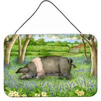 "Caroline's Treasures Pig In Bluebells by Debbie Cook Wall or Door Hanging Prints CDCO0377DS812, 8""H x 12""W"