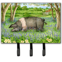 "Caroline's Treasures Pig In Bluebells by Debbie Cook Leash or Key Holder CDCO0377TH68, Triple"
