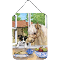 "Caroline's Treasures Jack Russel Puppy and Foal Horse Wall or Door Hanging Prints CDCO0379DS1216, 16HX12W, Multicolor"