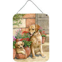 "Caroline's Treasures Father and Son Yellow Labrador Wall or Door Hanging Prints CDCO0383DS1216, 16""H x 12""W, Multicolor"