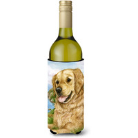 "Caroline's Treasures Golden Retriever by Debbie Cook Wine Bottle Koozie Hugger, 750ml, Multicolor"