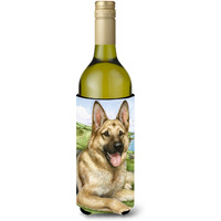 "Caroline's Treasures German Shepherd by Debbie Cook Wine Bottle Koozie Hugger, 750ml, Multicolor"