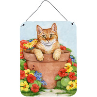 "Caroline's Treasures Ginger Cat In Pot by Debbie Cook Wall or Door Hanging Prints CDCO0395DS1216, 16""H x 12""W, Multicolor"