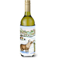 "Caroline's Treasures CDCO0404LITERK ""Feeding The Shetland Horse"" Wine Bottle Beverage Insulator Hugger, 750ml, Multicolor"