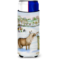 "Caroline's Treasures CDCO0404MUK ""Feeding The Shetland Horse"" Ultra Beverage Insulators for Slim Cans, Multicolor"