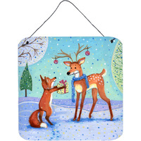 "Caroline's Treasures Christmas Present from the Fox Wall or Door Hanging Prints CDCO0416DS66, 6HX6W, Multicolor"